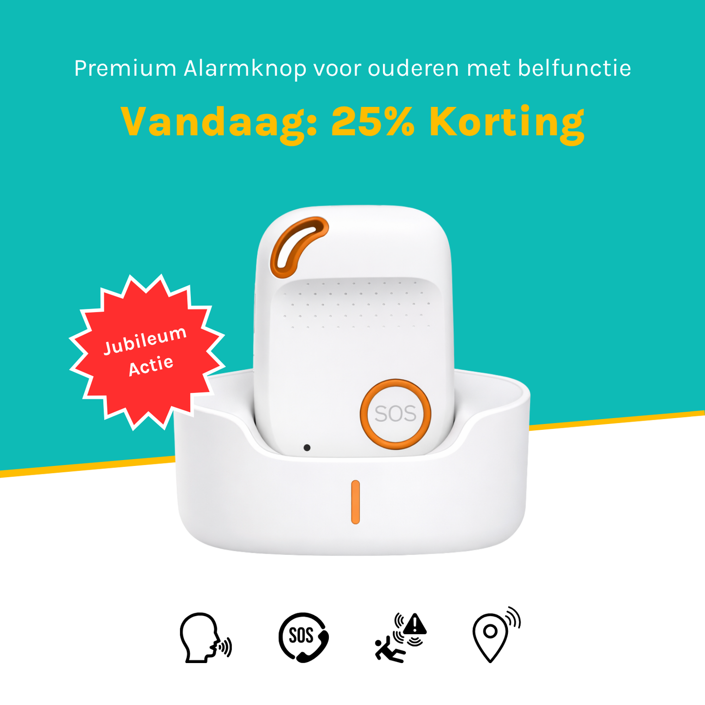 Premium Alarmknop voor ouderen met SOS noodknop + belfunctie